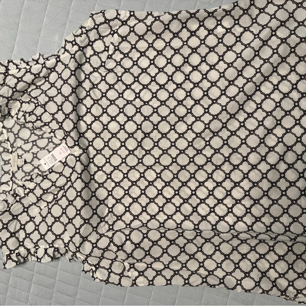 Talbots Black and White Geometric Top